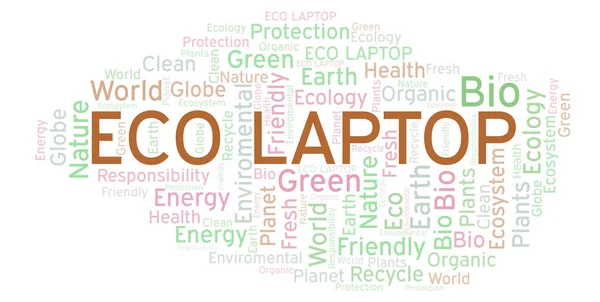 Eco Laptop Kelime Bulutu Yalnızca Metin Ile Yapılan Wordcloud — Stok fotoğraf