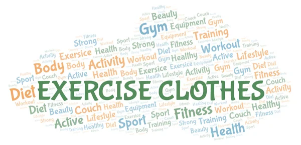 Exercício Roupas Nuvem Palavras Wordcloud Feito Apenas Com Texto — Fotografia de Stock