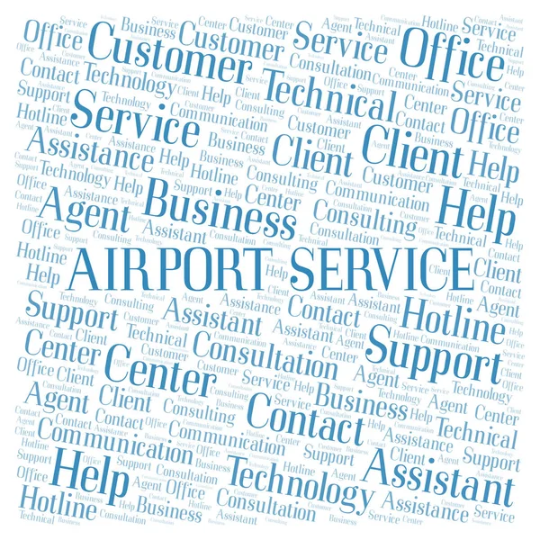 Serviço Aeroporto Nuvem Palavras Wordcloud Feito Apenas Com Texto — Fotografia de Stock