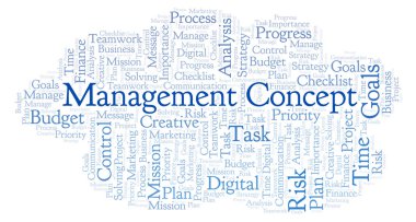 Yönetim kavramı kelime bulutu, yalnızca metin ile yapılan