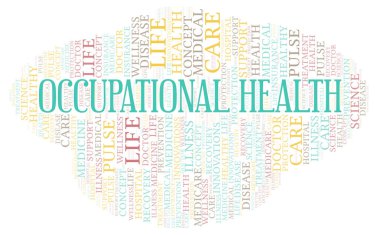 Mesleki Sağlık kelime bulutu. Yalnızca metin ile yapılan Wordcloud.