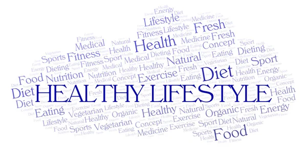 Healthy Lifestyle Word Cloud Wordcloud Made Text Only — Stock Photo, Image