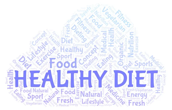 Healthy Diet Word Cloud Wordcloud Realizat Numai Text — Fotografie, imagine de stoc