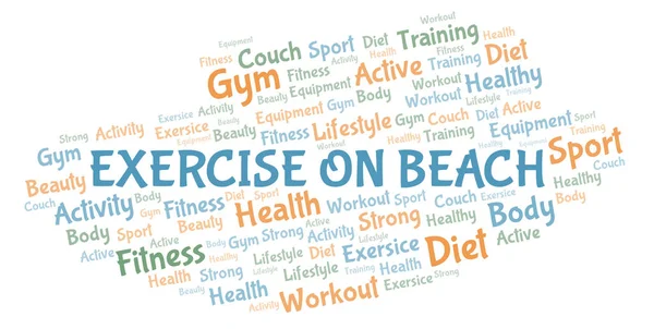 Egzersiz Beach Kelime Bulutu Yalnızca Metin Ile Yapılan Wordcloud — Stok fotoğraf