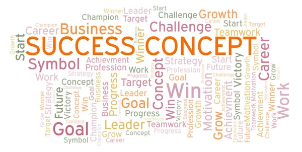 Başarı kavramı kelime bulutu. Yalnızca metin ile yapılan Wordcloud.