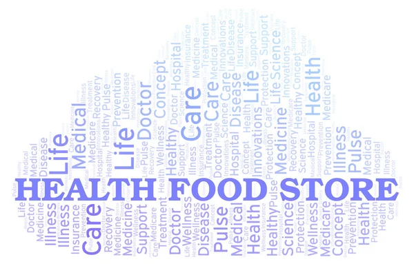 Nube Palabras Health Food Store Wordcloud Hecho Solo Con Texto — Foto de Stock