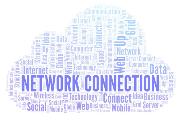 Network Connection Word Cloud Nuvola Parole Fatta Solo Con Testo — Foto Stock