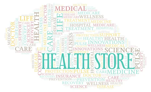 Health Store word cloud. Wordcloud made with text only.