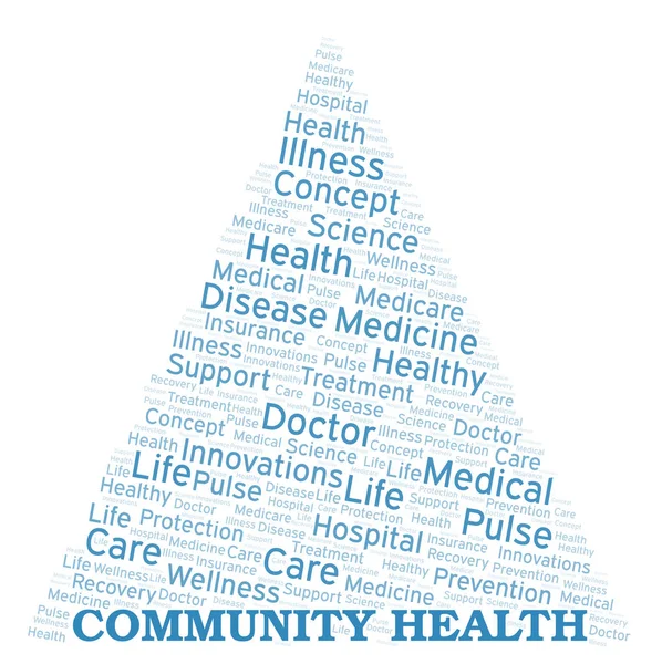 Community Health Parola Nube Wordcloud Realizzato Solo Con Testo — Foto Stock