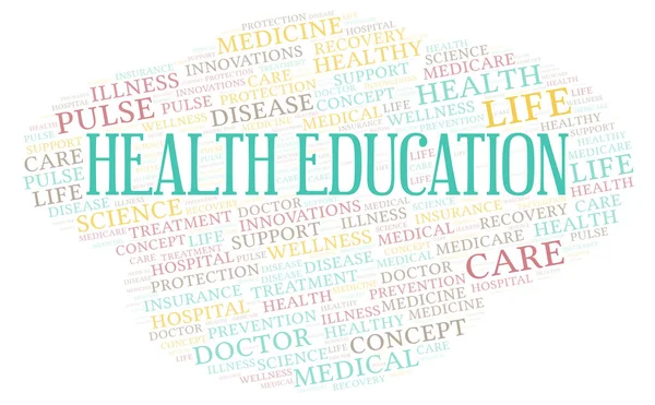 Educação Saúde Nuvem Palavras Wordcloud Feito Apenas Com Texto — Fotografia de Stock