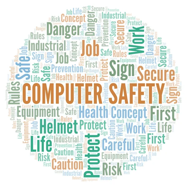Computer Safety word cloud. Word cloud made with text only.