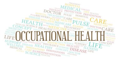 Mesleki Sağlık kelime bulutu. Yalnızca metin ile yapılan Wordcloud.