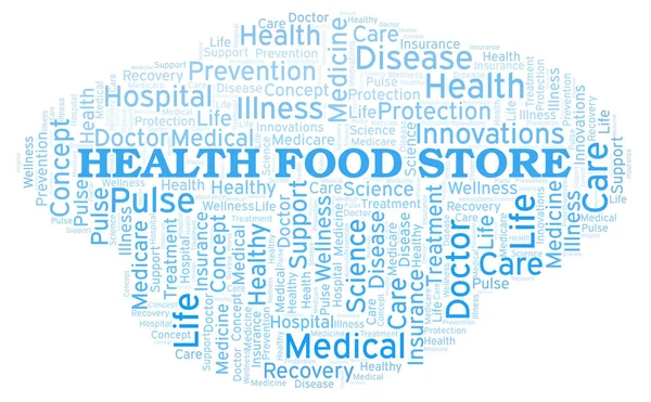 Nube Palabras Health Food Store Wordcloud Hecho Solo Con Texto — Foto de Stock