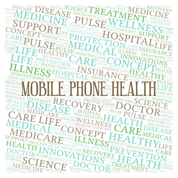 Mobile Phone Health word cloud. Wordcloud made with text only.