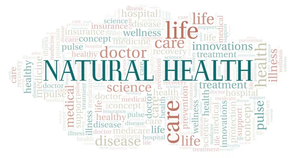 Doğal Sağlık Kelime Bulutu Yalnızca Metin Ile Yapılan Wordcloud — Stok fotoğraf