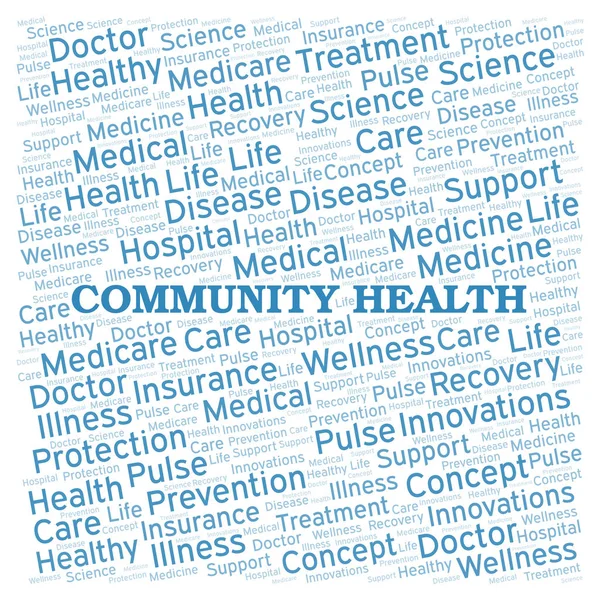 Community Health Parola Nube Wordcloud Realizzato Solo Con Testo — Foto Stock