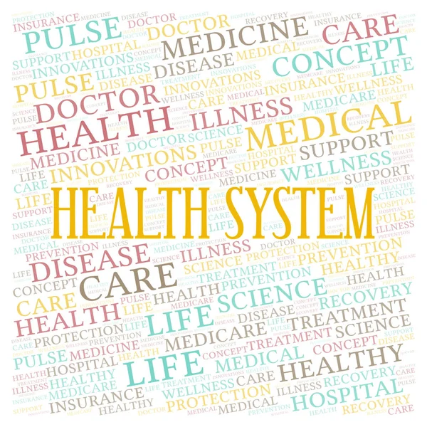 Sistema Sanitario Parola Nube Wordcloud Realizzato Solo Con Testo — Foto Stock