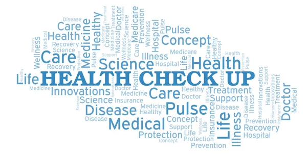 Health Check Up word cloud. Wordcloud made with text only.