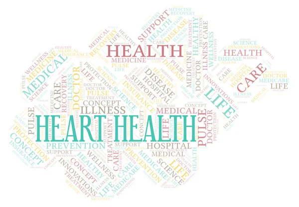 Heart Health Cuvânt Nor Wordcloud Realizat Numai Text — Fotografie, imagine de stoc