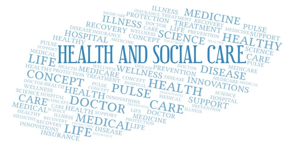 Gesundheits Und Sozialwesen Wordcloud Nur Mit Text Erstellt — Stockfoto