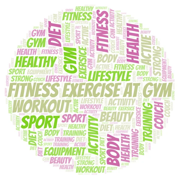 Fitness Träning Gym Word Cloud Wordcloud Gjorda Med Endast Text — Stockfoto