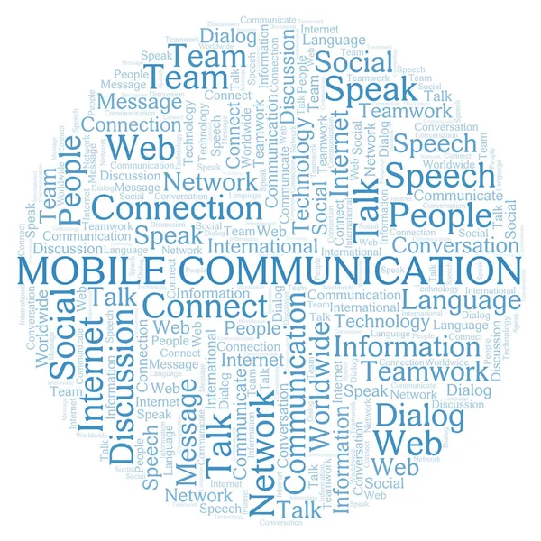 Comunicazione Mobile Parola Cloud Wordcloud Realizzato Solo Con Testo — Foto Stock