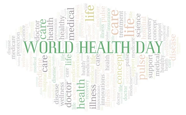 Wereld Gezondheid Dag Word Cloud Wordcloud Gemaakt Met Alleen Tekst — Stockfoto