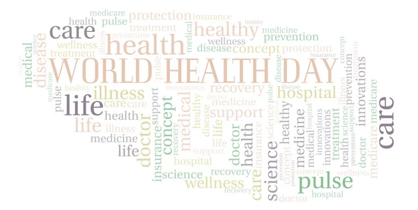 Wereld Gezondheid Dag Word Cloud Wordcloud Gemaakt Met Alleen Tekst — Stockfoto