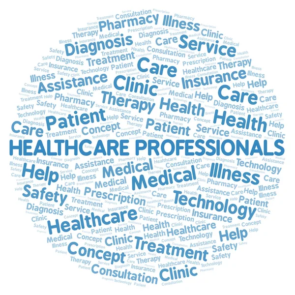 Healthcare Professionals word cloud. Wordcloud made with text only.