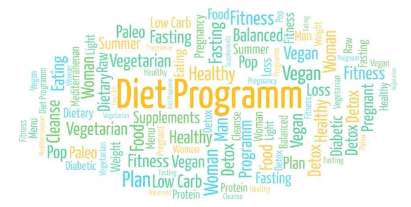 Dieta Programm Word Cloud Illustrazione Fatta Solo Con Testo — Foto Stock