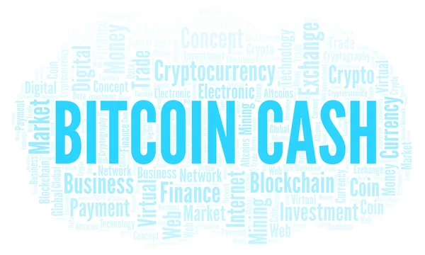 Bitcoin Készpénz Cryptocurrency Érme Szó Felhő Gyártott Val Csak Szöveg — Stock Fotó