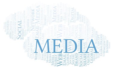 Medya bulut kelime. Yalnızca metin ile yapılan kelime bulutu.