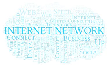 Internet ağ kelime bulutu. Yalnızca metin ile yapılan kelime bulutu.  