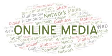 Online Medya bulut kelime. Yalnızca metin ile yapılan kelime bulutu.