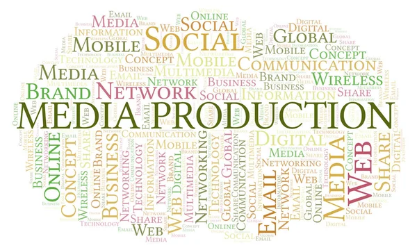 Media Production word cloud. Word cloud made with text only.