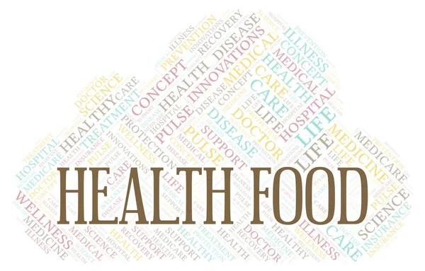 Gesundheit Nahrungsmittel Wort Wolke Wordcloud Nur Mit Text Erstellt — Stockfoto