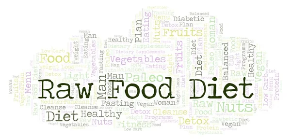 Raw Food Dieet Word Cloud Afbeelding Gemaakt Met Alleen Tekst — Stockfoto