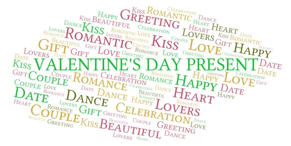 Valentine Day Prezent Cuvânt Nor Word Cloud Realizat Numai Text — Fotografie, imagine de stoc