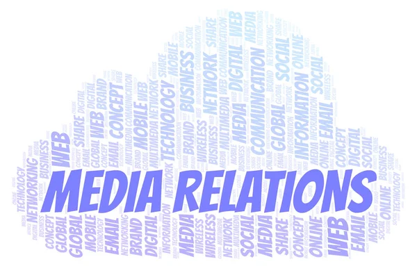 Media Relations word cloud. Word cloud made with text only.