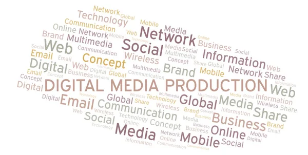 Digital Media Production Word Cloud Inglés Nube Palabras Hecha Solo — Foto de Stock