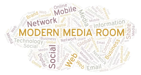 Modern Media Room word cloud. Word cloud made with text only.