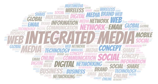 Integrerad Media Word Cloud Word Cloud Med Endast Text — Stockfoto