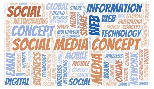 Sociala Media Koncept Word Cloud Word Cloud Med Endast Text — Stockfoto