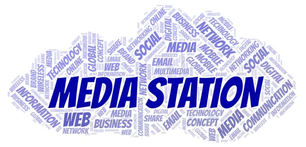 Media Station Parola Nuvola Nuvola Parole Fatta Solo Con Testo — Foto Stock