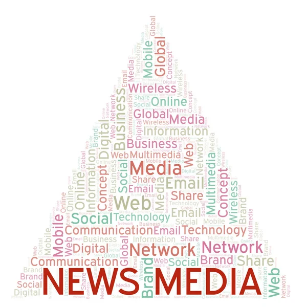 News Media Word Cloud Nuvola Parole Fatta Solo Con Testo — Foto Stock