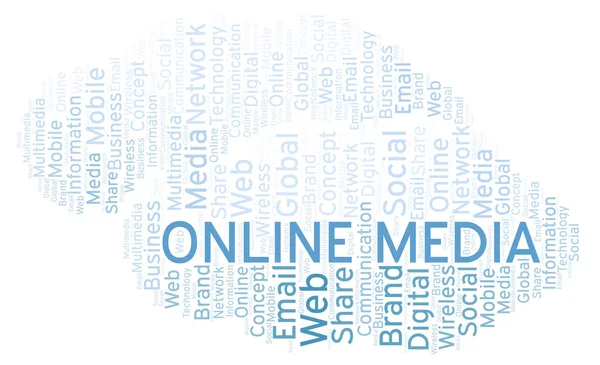 Online Media Word Cloud Word Cloud Med Endast Text — Stockfoto
