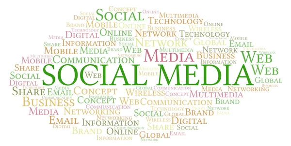 Sociala Medier Word Cloud Word Cloud Med Endast Text — Stockfoto