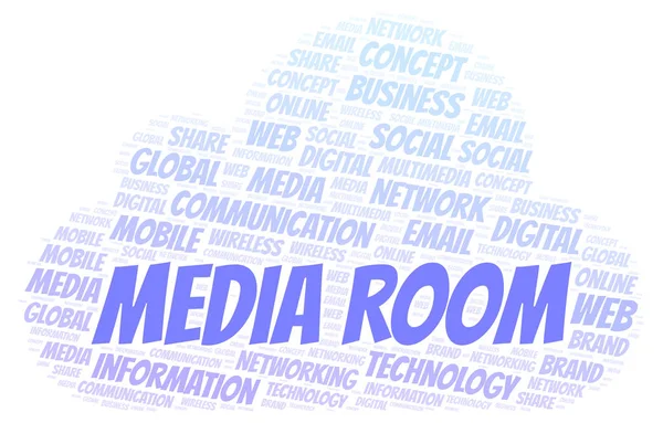 Media Room word cloud. Word cloud made with text only.