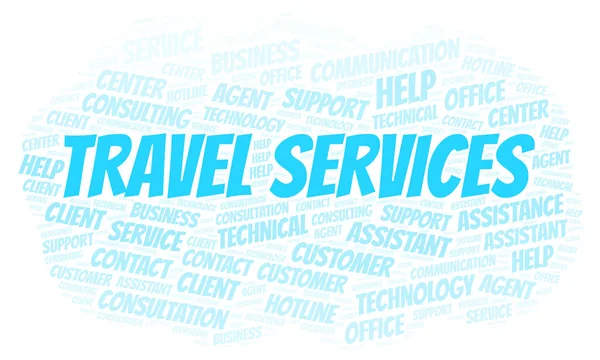 Servicios Viajes Word Cloud Wordcloud Hecho Solo Con Texto — Foto de Stock