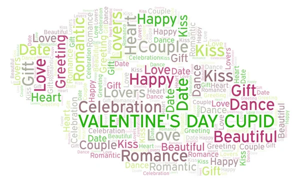 Día San Valentín Cupido Palabra Nube Nube Palabras Hecha Solo — Foto de Stock
